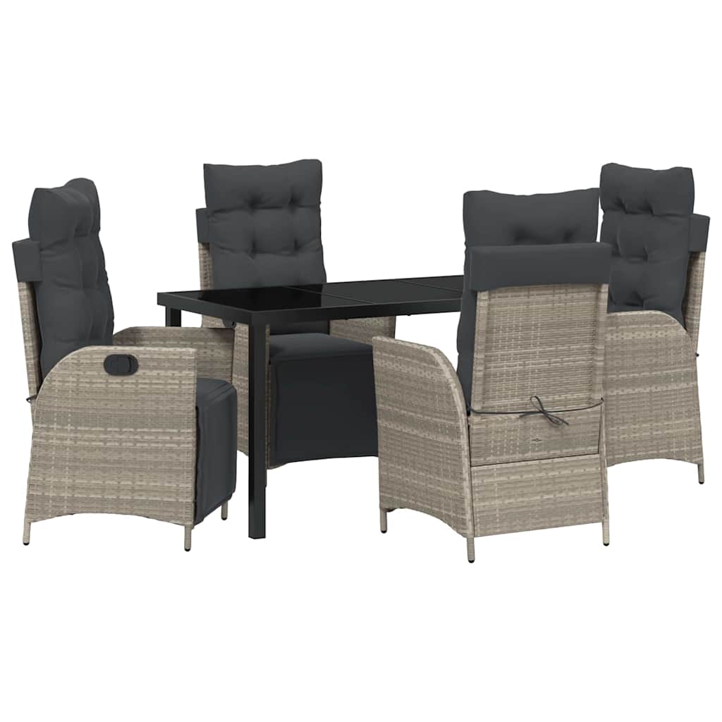 Garten Essgruppe mit Kissen 5 pcs Hellgrau Poly-Rattan