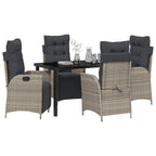 Garten Essgruppe mit Kissen 5 pcs Hellgrau Poly-Rattan