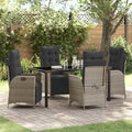 Garten Essgruppe mit Kissen 5 pcs Hellgrau Poly-Rattan
