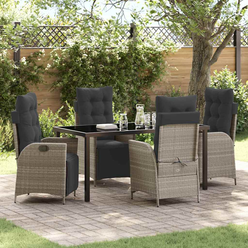 Garten Essgruppe mit Kissen 5 pcs Hellgrau Poly-Rattan