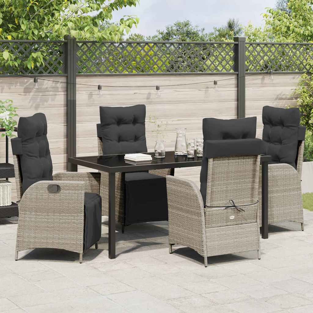 Garten Essgruppe mit Kissen 5 pcs Hellgrau Poly-Rattan