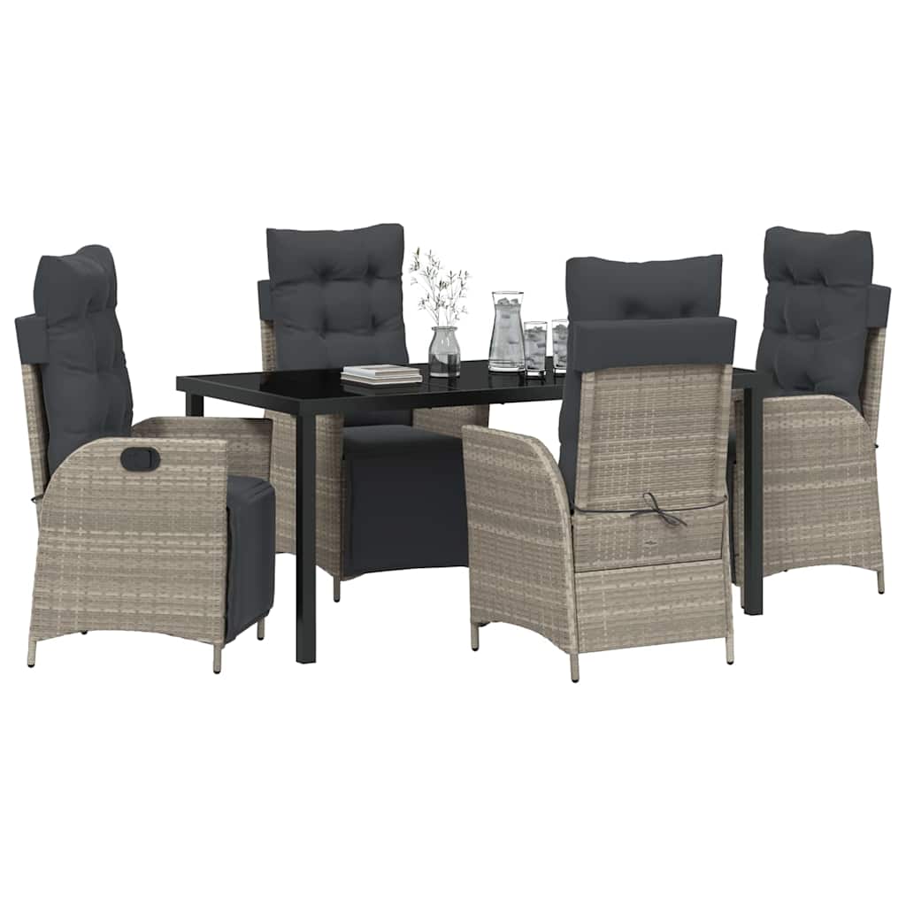 Garten Essgruppe mit Kissen 5 pcs Hellgrau Poly-Rattan