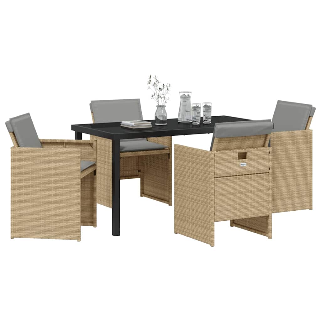 Garten Essgruppe 5 pcs Beige Poly-Rattan