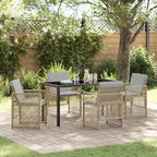 Garten Essgruppe 5 pcs Beige Poly-Rattan