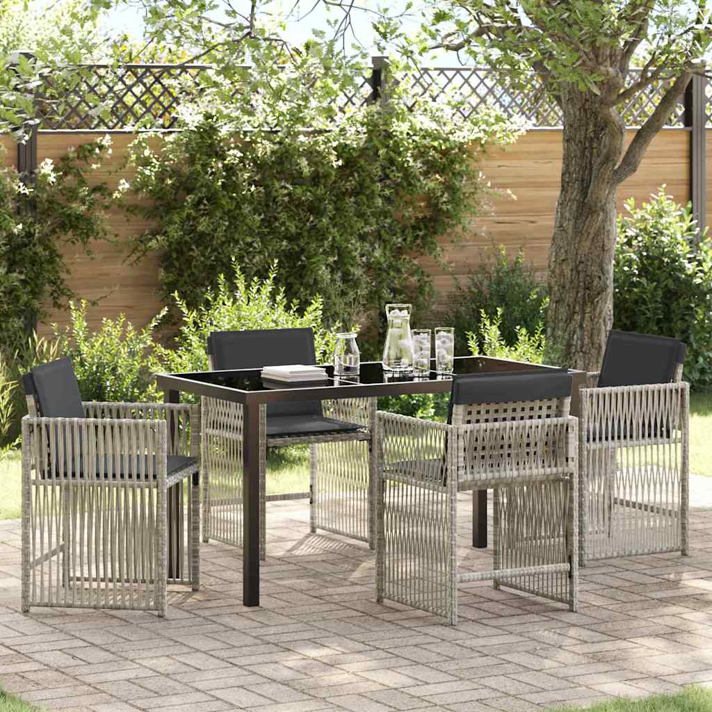 Garten Essgruppe 5 pcs Hellgrau Pulverbeschichteter Stahl