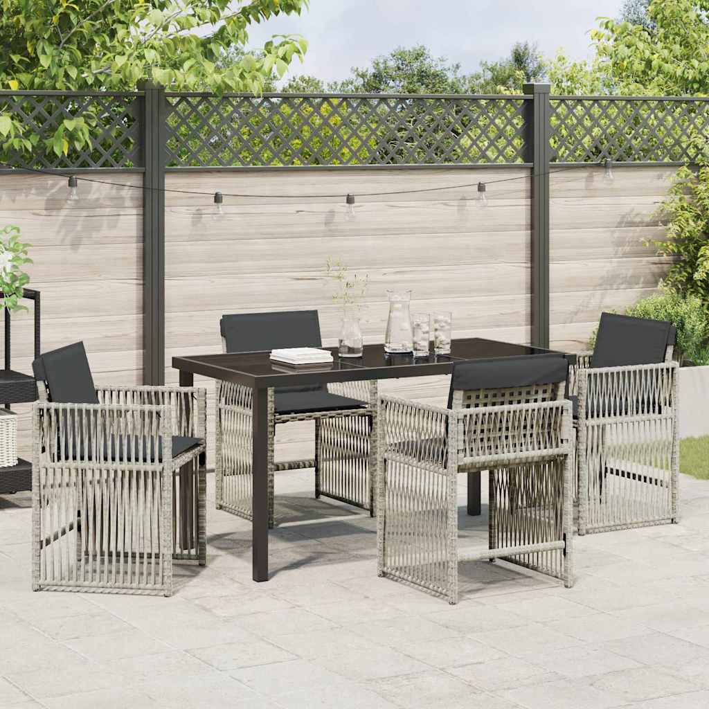Garten Essgruppe 5 pcs Hellgrau Pulverbeschichteter Stahl