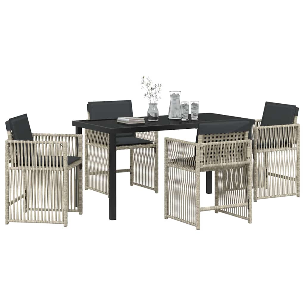 Garten Essgruppe 5 pcs Hellgrau Pulverbeschichteter Stahl