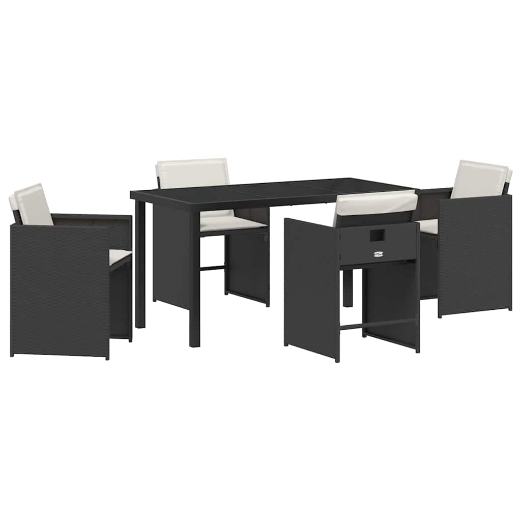 Garten Essgruppe 5 pcs Schwarz Poly-Rattan