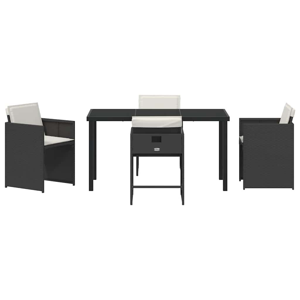 Garten Essgruppe 5 pcs Schwarz Poly-Rattan