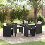 Garten Essgruppe 5 pcs Schwarz Poly-Rattan