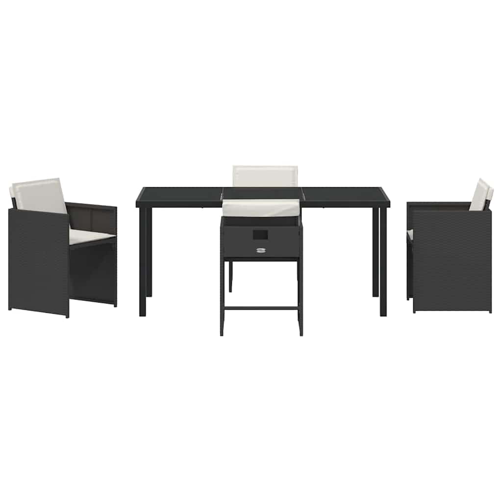 Garten Essgruppe 5 pcs Schwarz Poly-Rattan