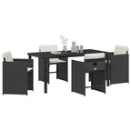 Garten Essgruppe 5 pcs Schwarz Poly-Rattan
