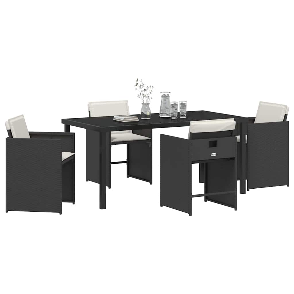 Garten Essgruppe 5 pcs Schwarz Poly-Rattan