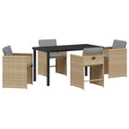 Garten Essgruppe 5 pcs Beige Poly-Rattan