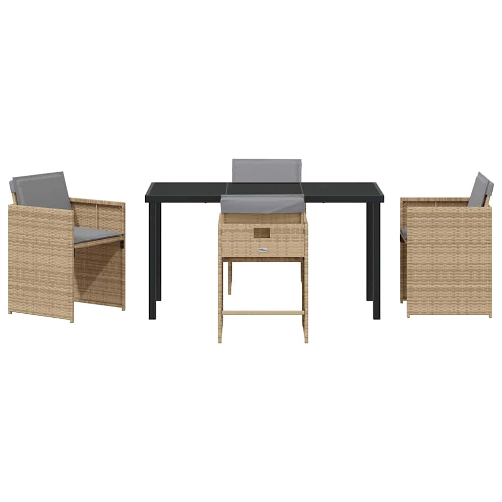 Garten Essgruppe 5 pcs Beige Poly-Rattan