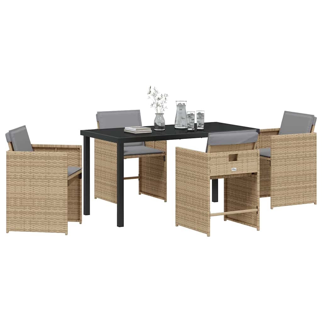 Garten Essgruppe 5 pcs Beige Poly-Rattan