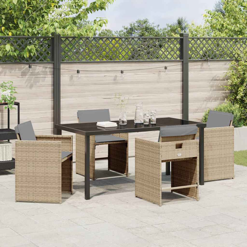 Garten Essgruppe 5 pcs Beige Poly-Rattan