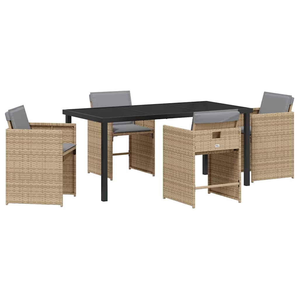 Garten Essgruppe 5 pcs Beige Poly-Rattan