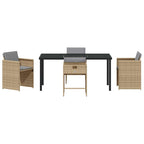 Garten Essgruppe 5 pcs Beige Poly-Rattan