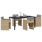 Garten Essgruppe 5 pcs Beige Poly-Rattan