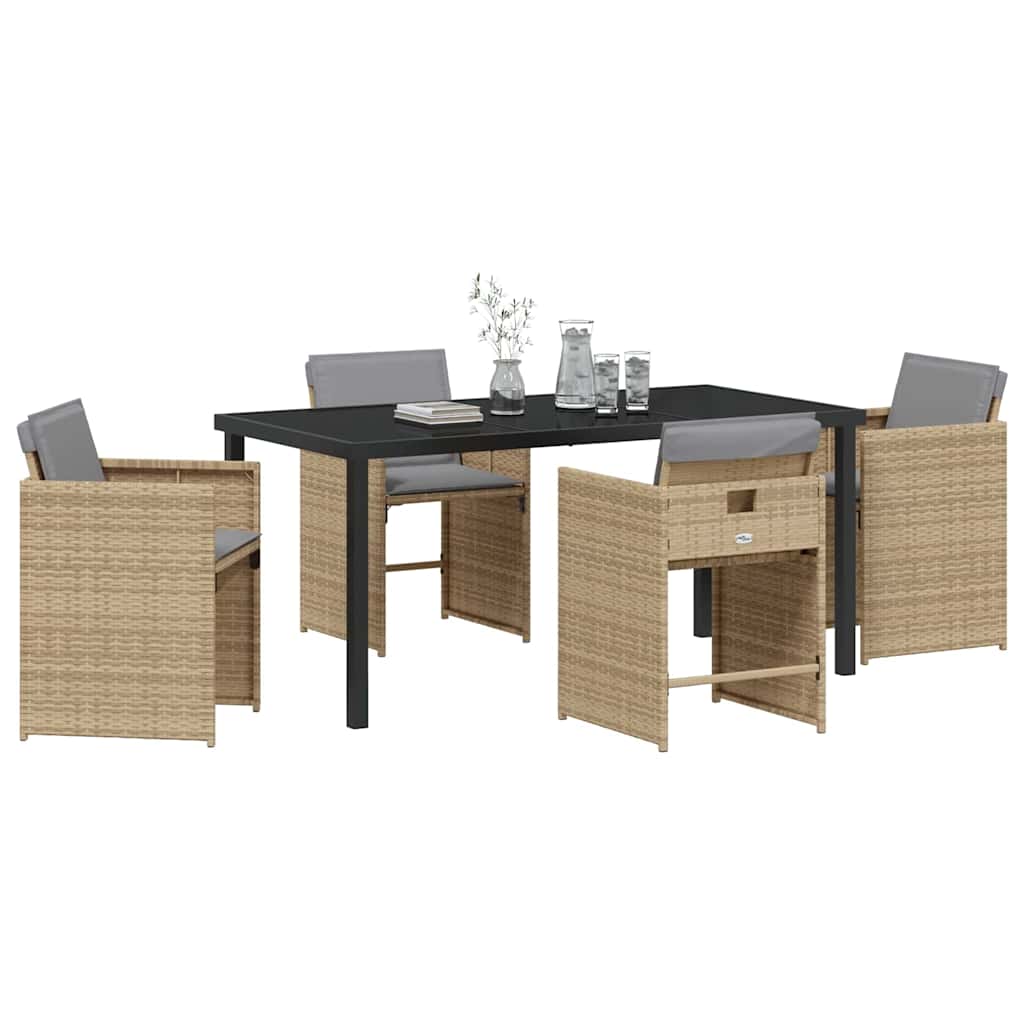 Garten Essgruppe 5 pcs Beige Poly-Rattan