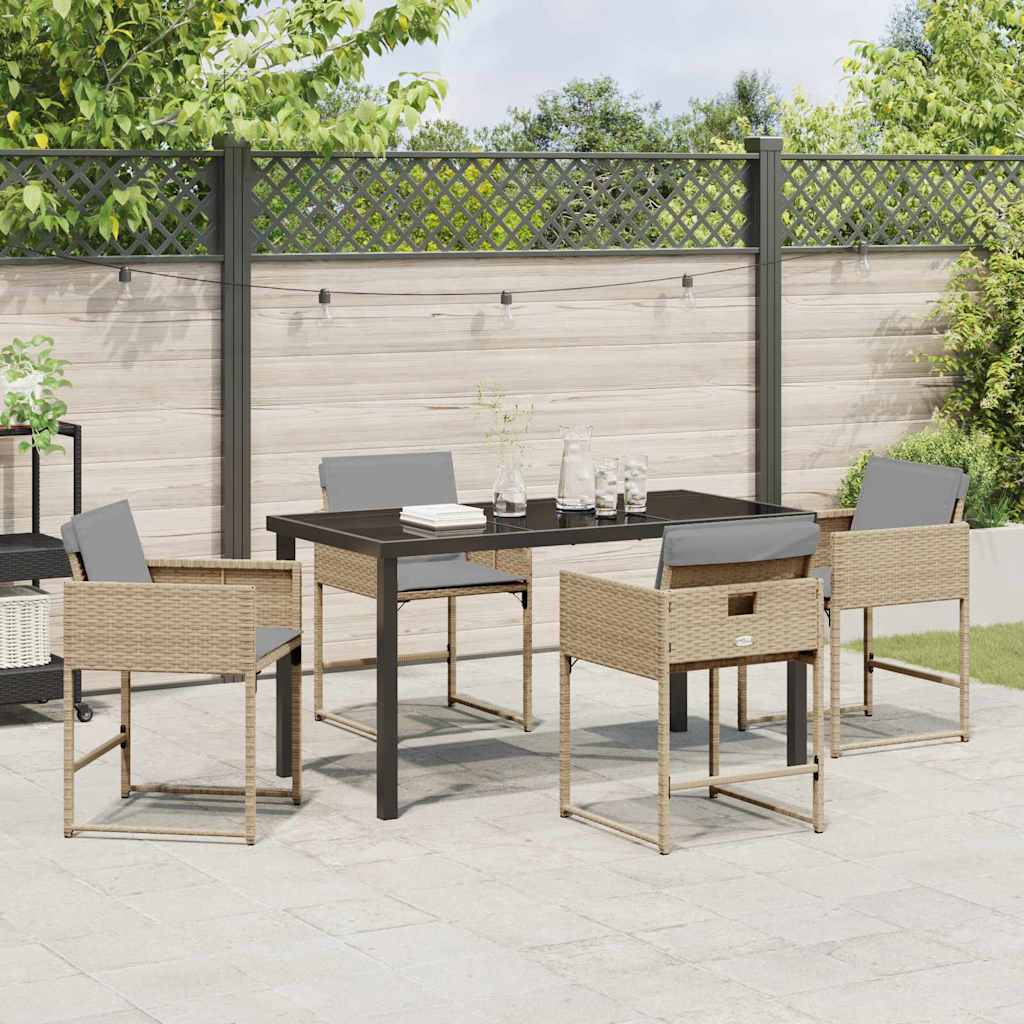 Garten Essgruppe 5 pcs Beige Poly-Rattan