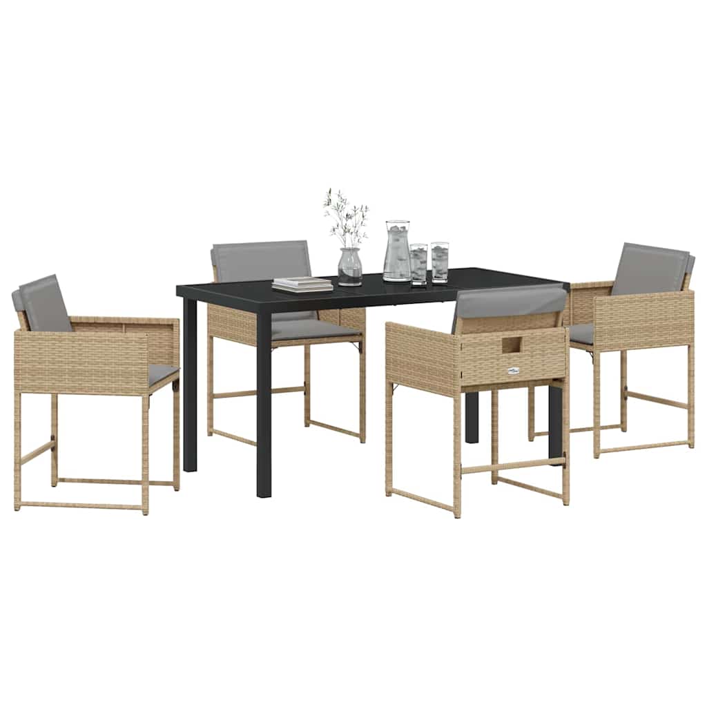 Garten Essgruppe 5 pcs Beige Poly-Rattan