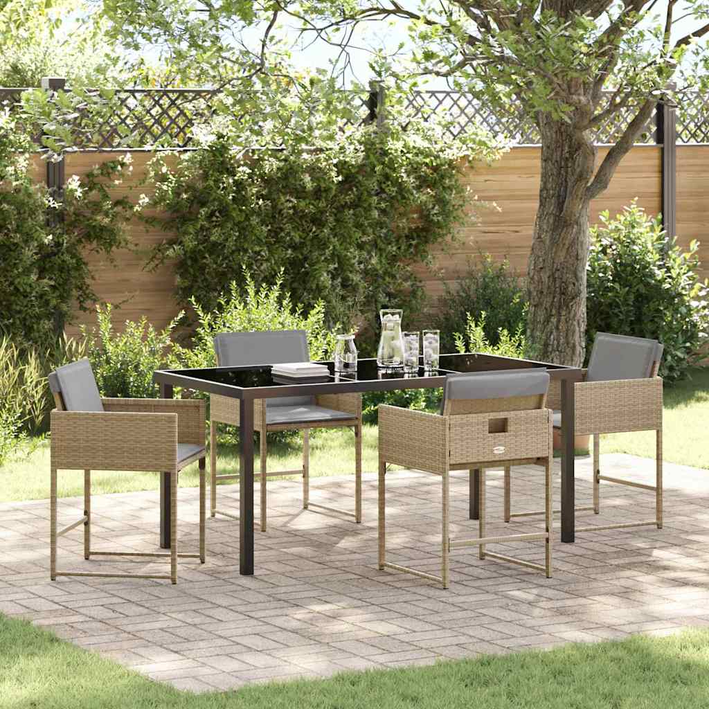 Garten Essgruppe 5 pcs Beige Poly-Rattan