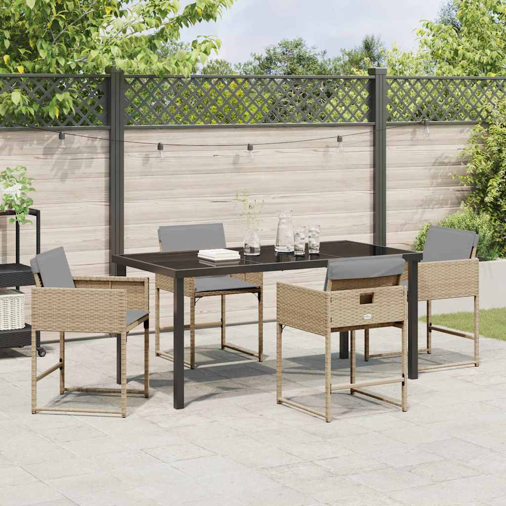 Garten Essgruppe 5 pcs Beige Poly-Rattan
