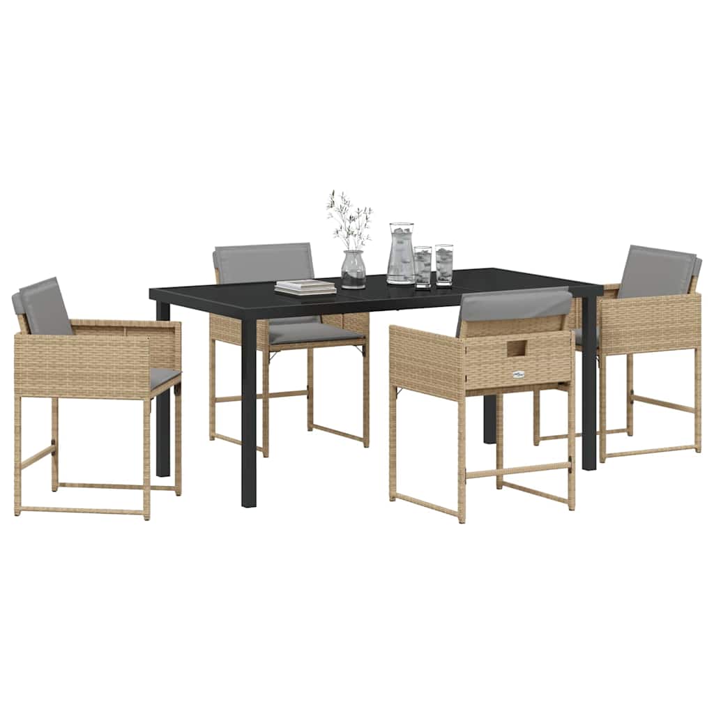 Garten Essgruppe 5 pcs Beige Poly-Rattan