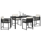 Garten Essgruppe 5 pcs Schwarz Poly-Rattan