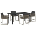 Garten Essgruppe 5 pcs Grau Poly-Rattan