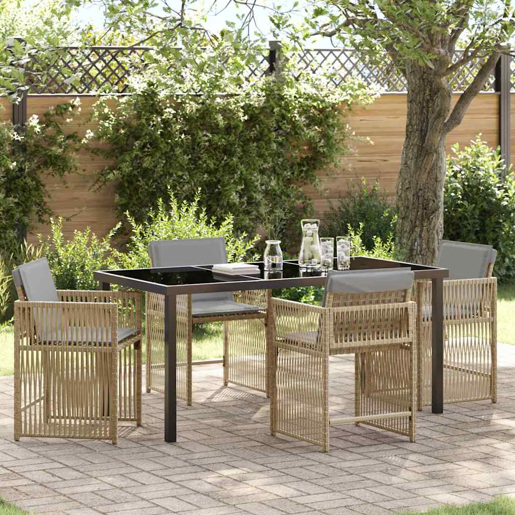 Garten Essgruppe 5 pcs Beige Poly-Rattan