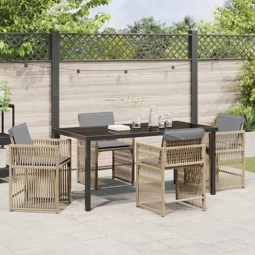 Garten Essgruppe 5 pcs Beige Poly-Rattan