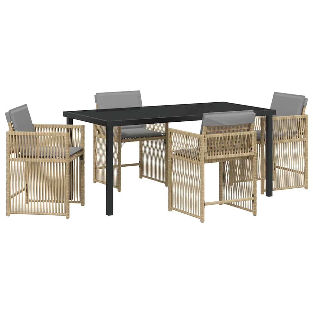 Garten Essgruppe 5 pcs Beige Poly-Rattan