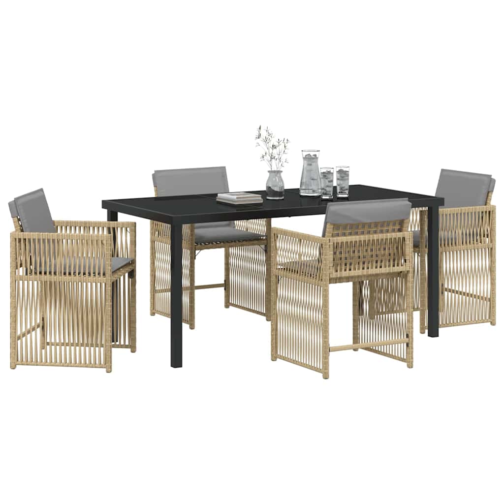 Garten Essgruppe 5 pcs Beige Poly-Rattan