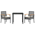 Garten Essgruppe mit Kissen 3 pcs Schwarz Rattan