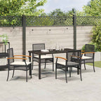 Garten Essgruppe mit Kissen 5 pcs Schwarz Rattan