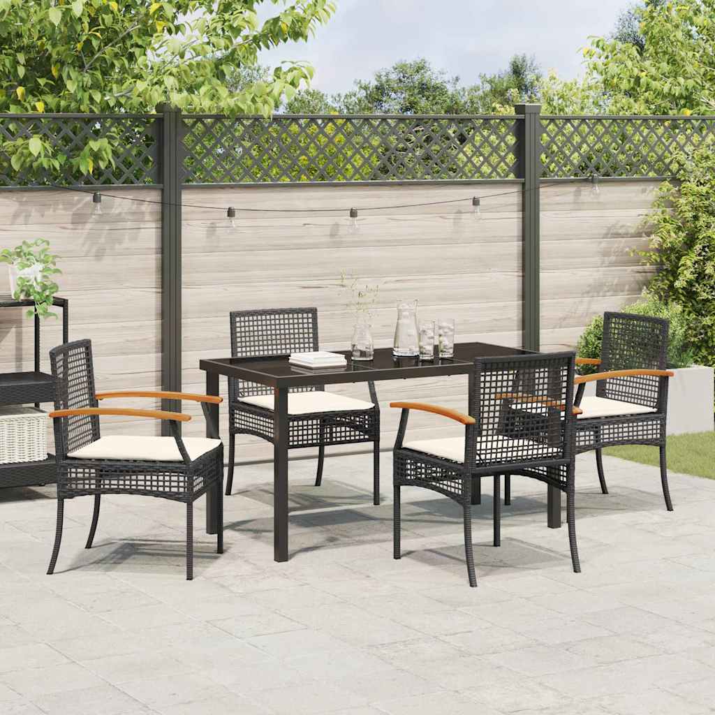 Garten Essgruppe mit Kissen 5 pcs Schwarz Rattan