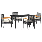 Garten Essgruppe mit Kissen 5 pcs Schwarz Rattan