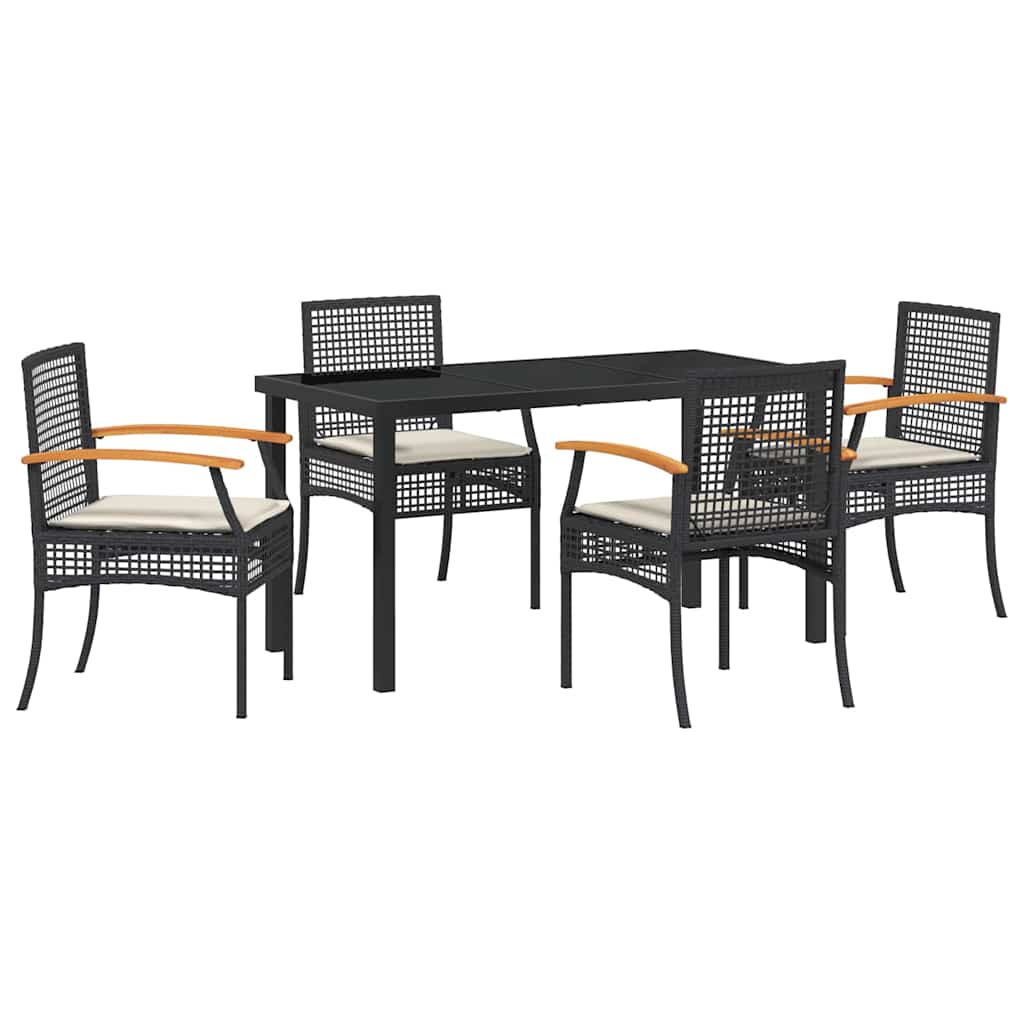 Garten Essgruppe mit Kissen 5 pcs Schwarz Rattan