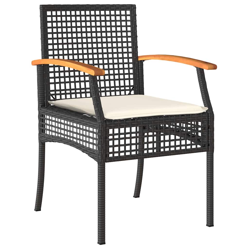 Garten Essgruppe mit Kissen 5 pcs Schwarz Rattan