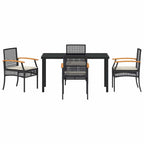 Garten Essgruppe mit Kissen 5 pcs Schwarz Rattan