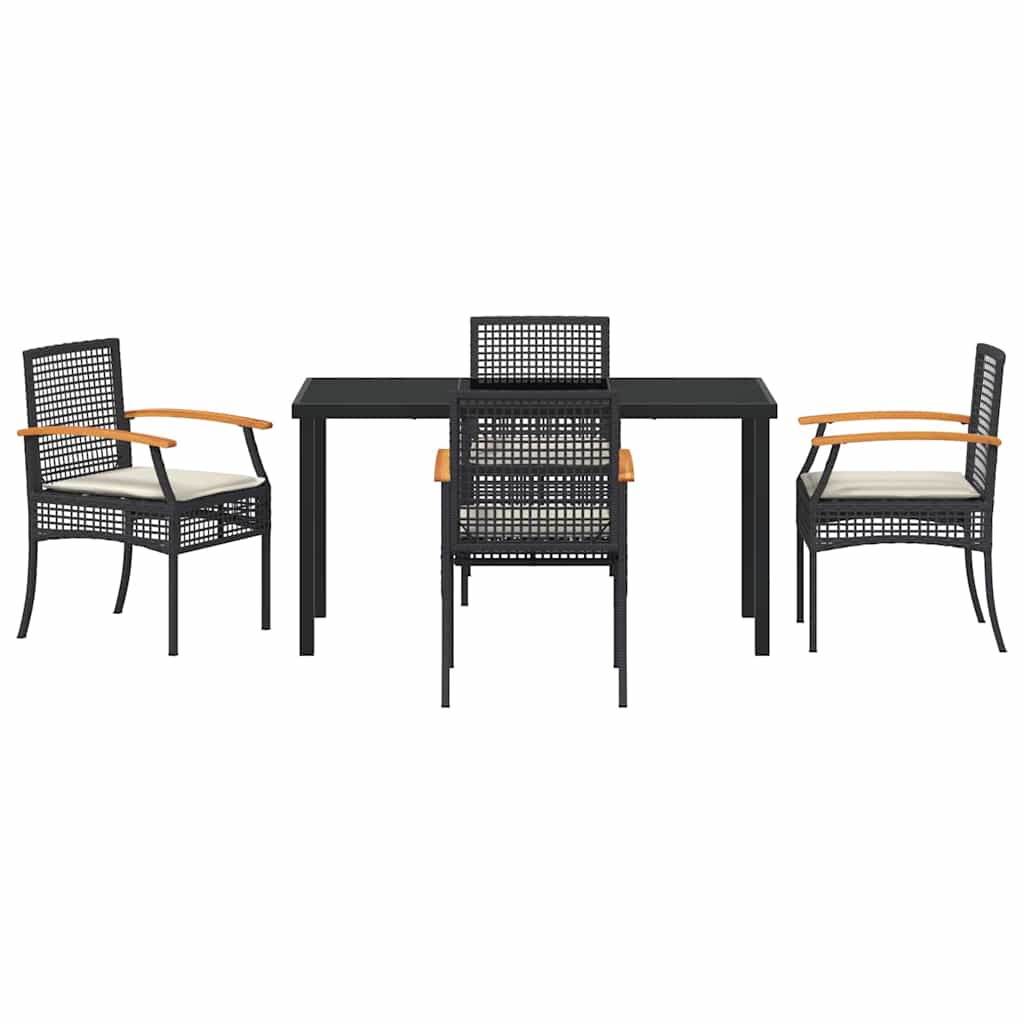 Garten Essgruppe mit Kissen 5 pcs Schwarz Rattan