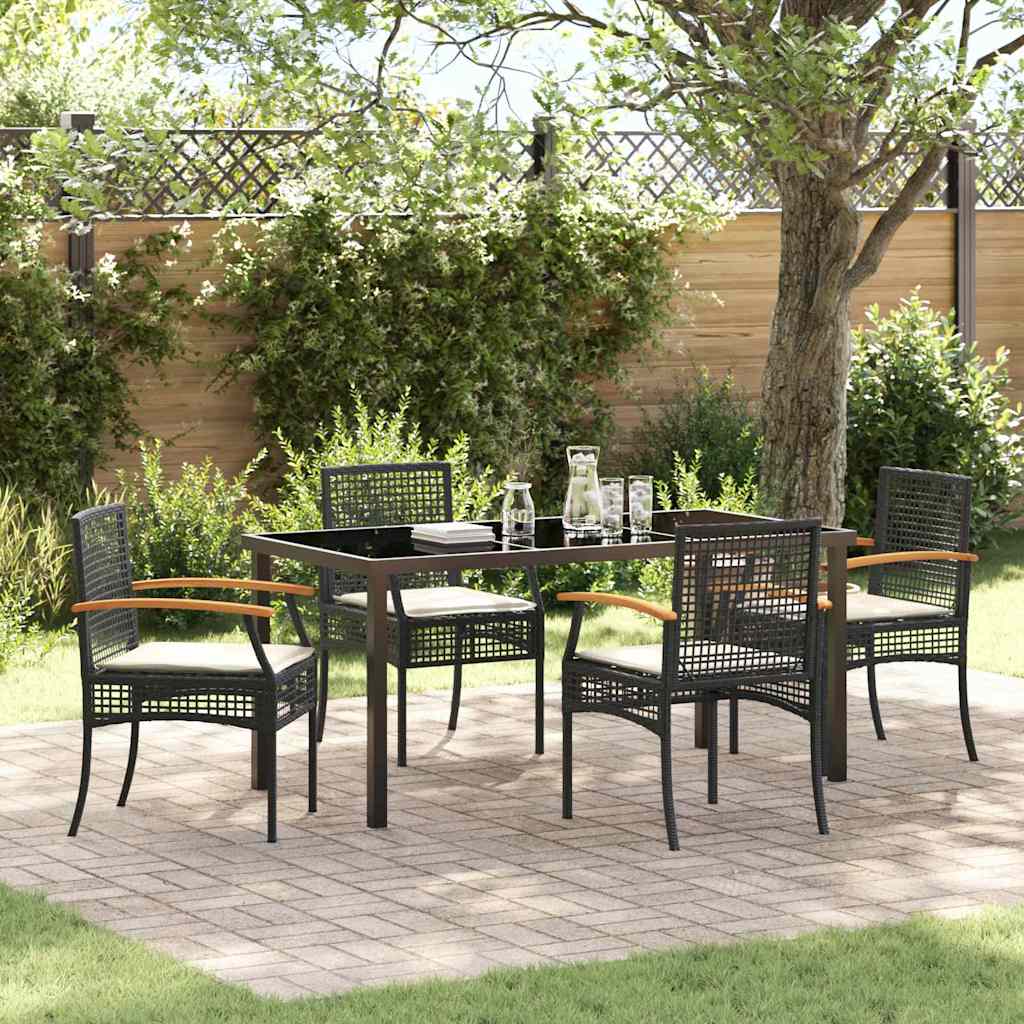 Garten Essgruppe mit Kissen 5 pcs Schwarz Rattan