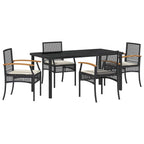 Garten Essgruppe mit Kissen 5 pcs Schwarz Rattan
