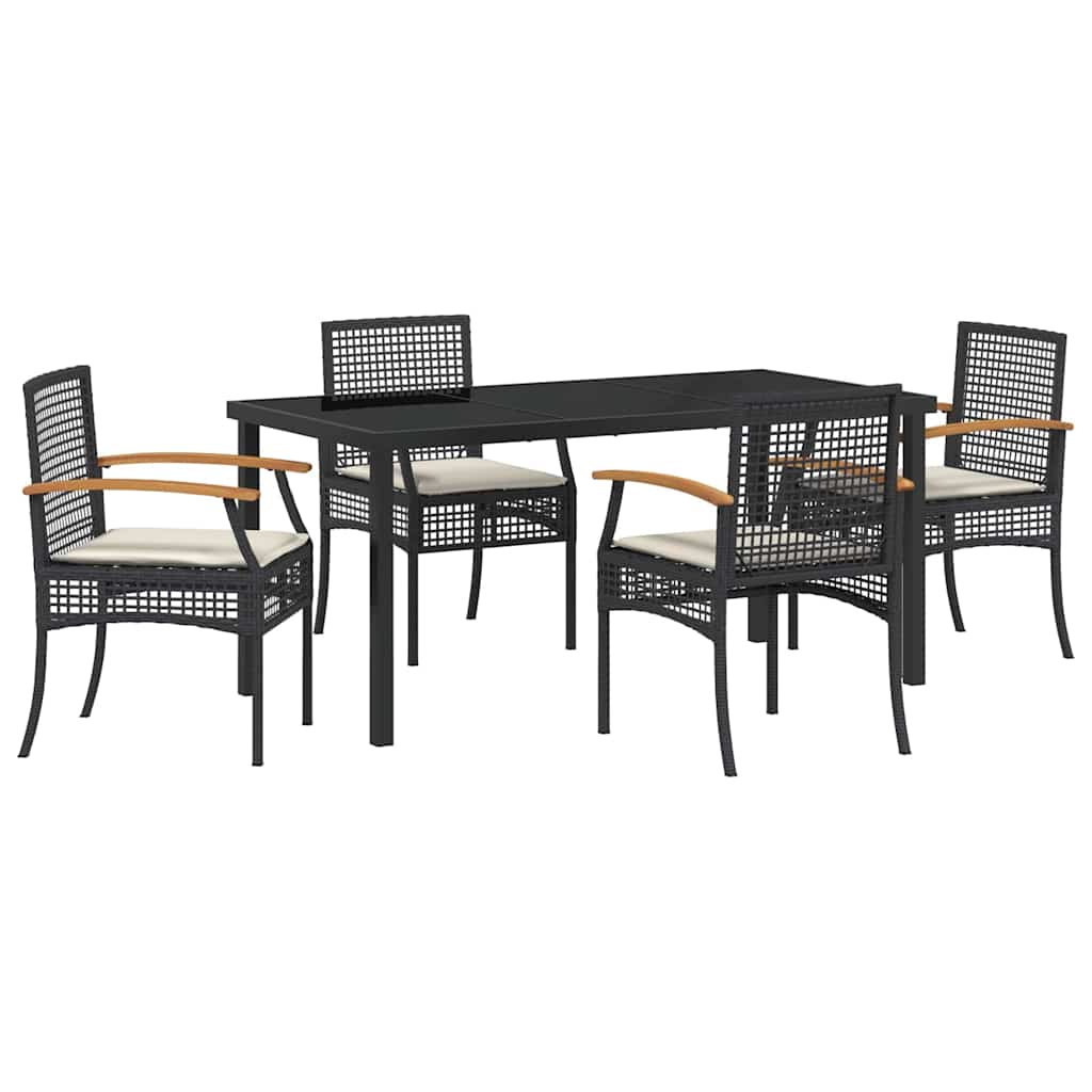 Garten Essgruppe mit Kissen 5 pcs Schwarz Rattan