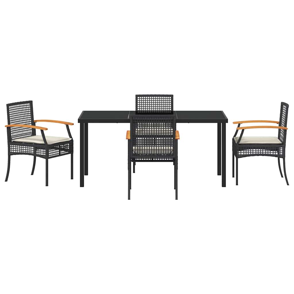 Garten Essgruppe mit Kissen 5 pcs Schwarz Rattan