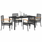 Garten Essgruppe mit Kissen 5 pcs Schwarz Rattan