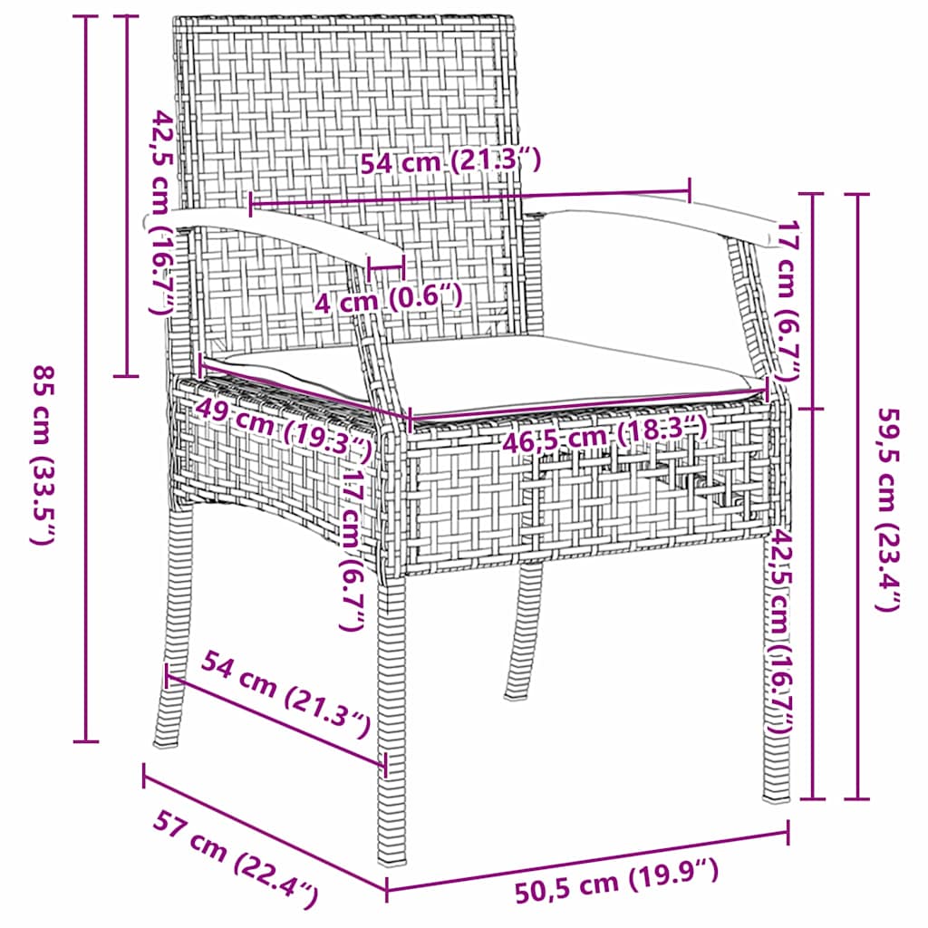 Garten Essgruppe mit Kissen 5 pcs Schwarz Rattan